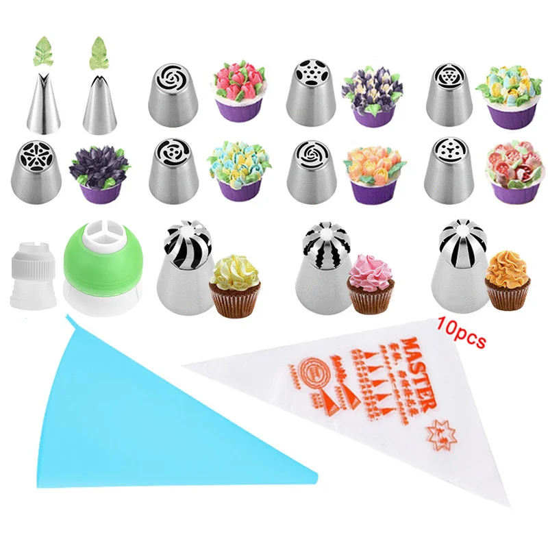 Russian Piping Nozzle Flower And Sphere Ball Icing Confectioners Pastry Tips Sugarcraft Cupcake Decorator Kitchen Bakeware Tools