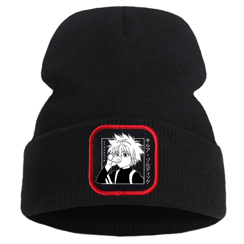 Japan Anime Hunter X Hunter Cotton Casual Beanies for Men Women Knitted Winter Hat Solid Hip-hop Skullies Bonnet Unisex Cap