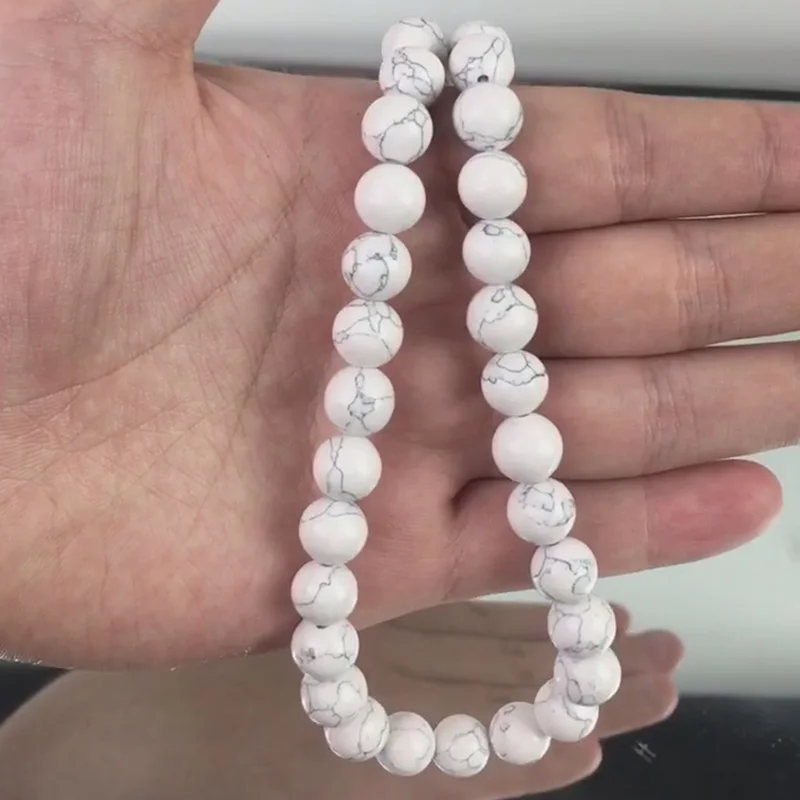 Natural Stone White Howlite Turquoises Round Loose Spacer Beads For Jewelry Making Diy Bracelet Accessories 4/6/8/10/12MM 15Inch