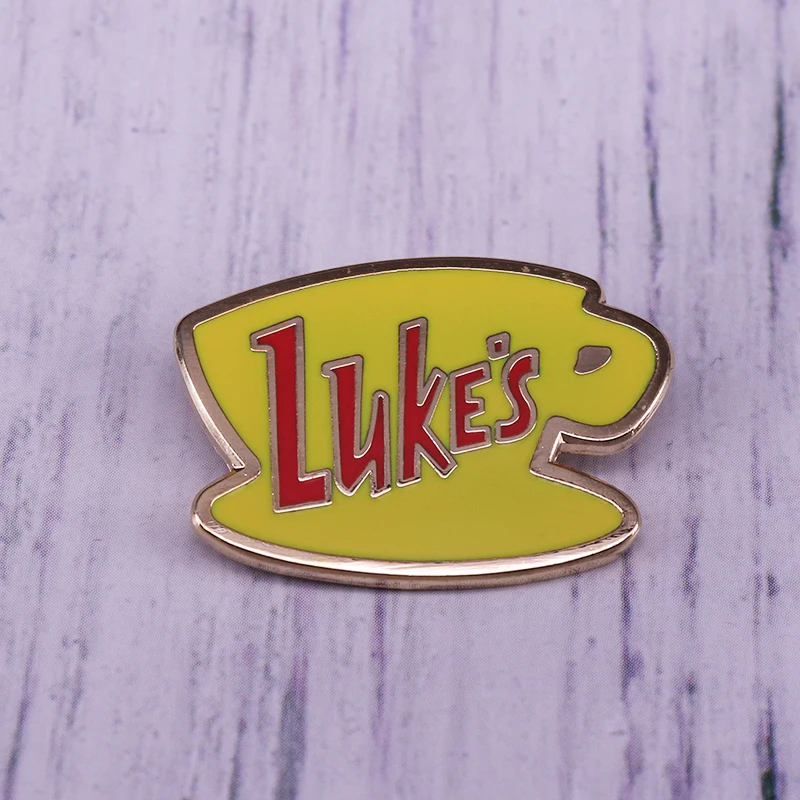 Gilmore Girls Luke's Diner Enamel Pin a moody restaurant Brooch Drinking free coffee Badge Popular accessory across   America