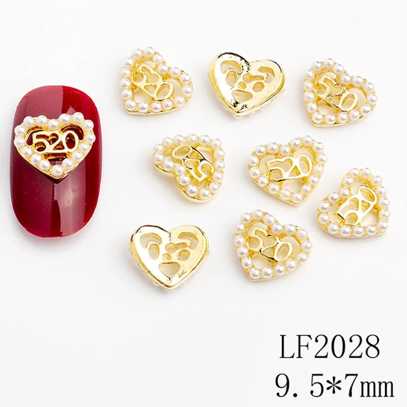 10pcs/Lot Nail Jewelry Decoration Gold Silver Gem Pearl Decor Heart Shape Rhinestone Parts For Manicure Accessories Supplies#7mm
