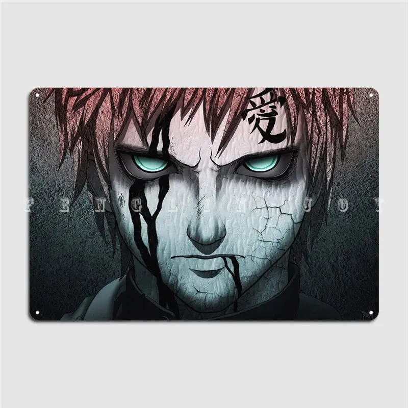 Gaara Boy Man Tattoo Green Metal Sign Wall Cave Home Poster Customize Tin Sign Poster