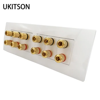 12 יציאות הודעות כריכת זהב צלחת קיר רמקול מחבר בננה תקע תקע 6.0 צליל סראונד ללא צורך הלחמה