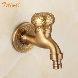 Antique Brass Artistic Round Handle Bathroom Faucets Kitchen Laundry Mop Sink Garden Faucet Cold Water Tap 2610040