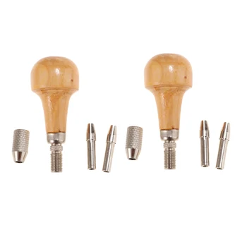 2 Sets Jewelers Pin Vise Bead Drill Bits With Wood Ball Handle Collet Tool