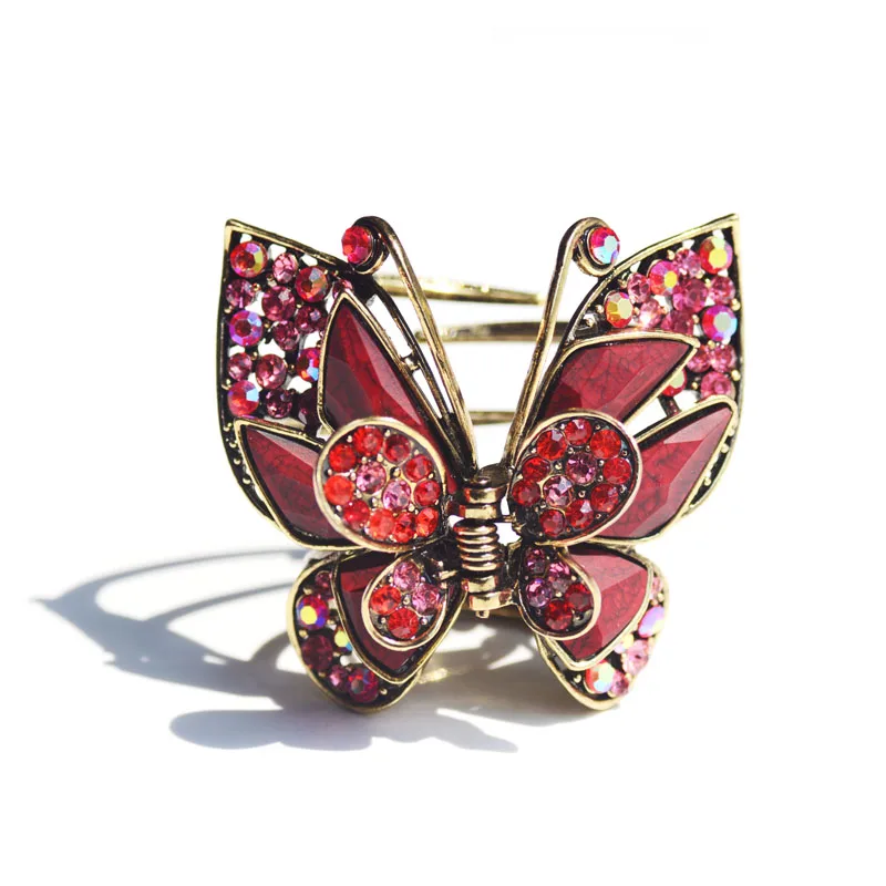 Morkopela Vintge Butterfly Hair Clip Rhinestone Hair Claw Crab Women Banquet Metal Hair Accessories Jewelry