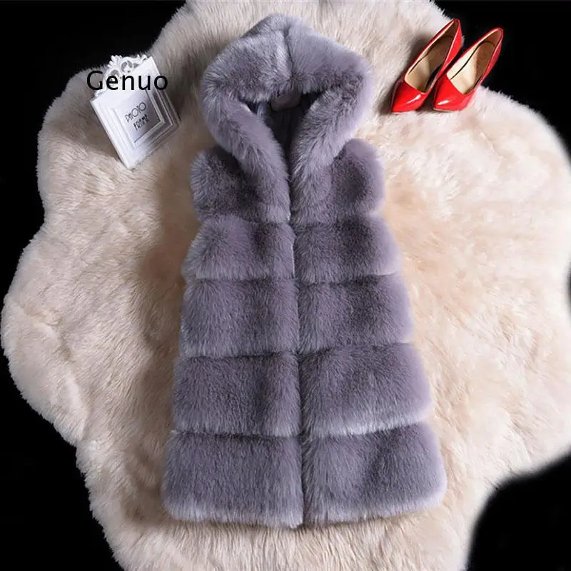 Winter Teddy Coat Fur From Artificial 2020 Eco Warm Vest Female Sleeveless Cap  Women's Coats Faux Fox Korean Fashion Clothing