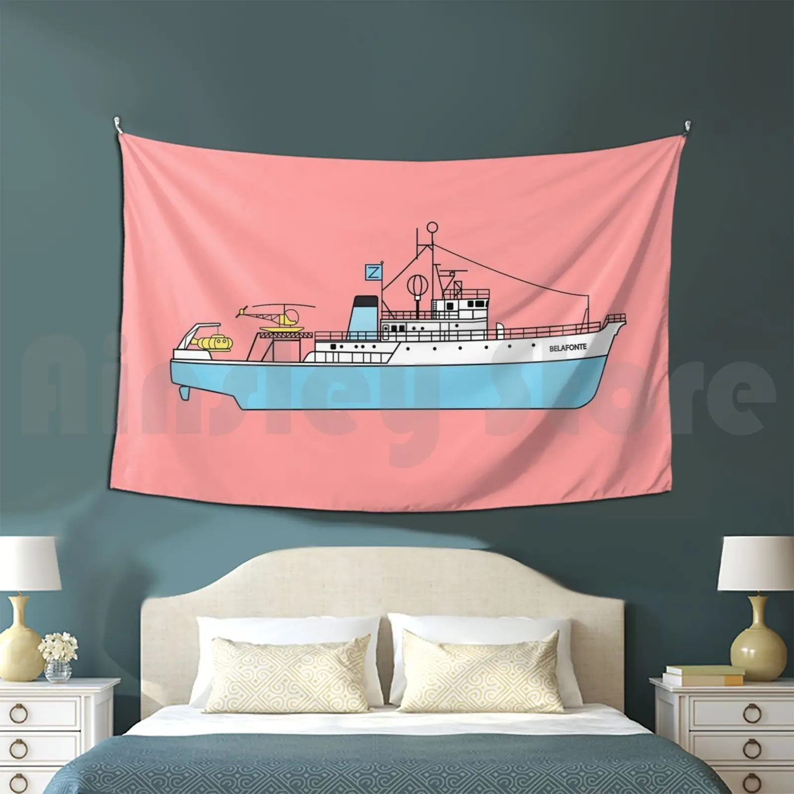 Life Aquatic By Steve Zissou-The Belafonte Customized Tapestry Life Aquatic Steve Zissou Zissou Zisou