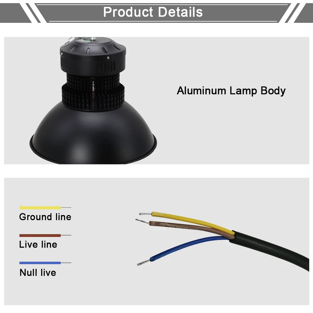 Sandiy-lâmpada industrial, 100w, led de alto brilho, 150w, 200w, iluminação de fábrica, lâmpada industrial para oficinas