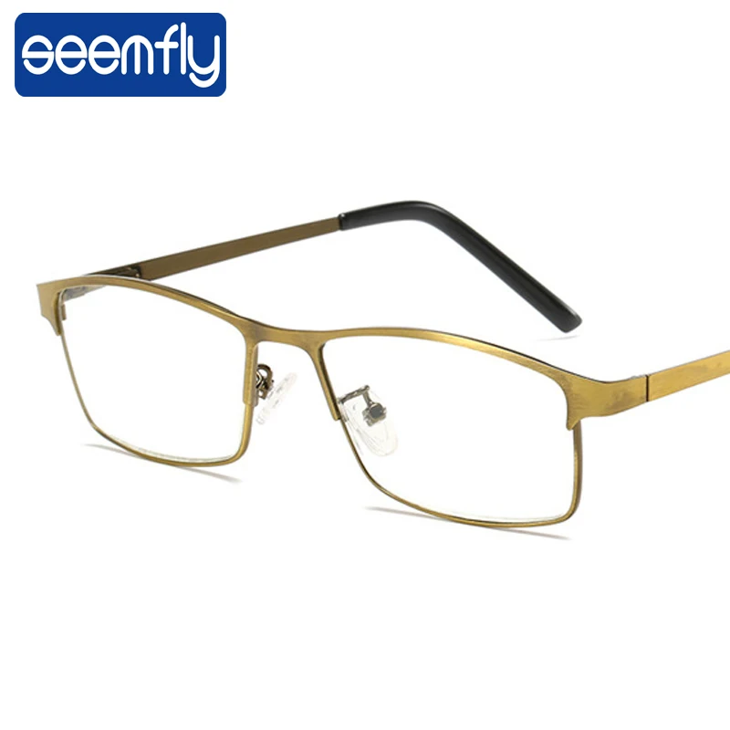 seemfly High Quality Men Business Reading Glasses Titanium alloy Vintage Anti Blue HD Computer Goggles For Men +1.0 +1.5 +2.5