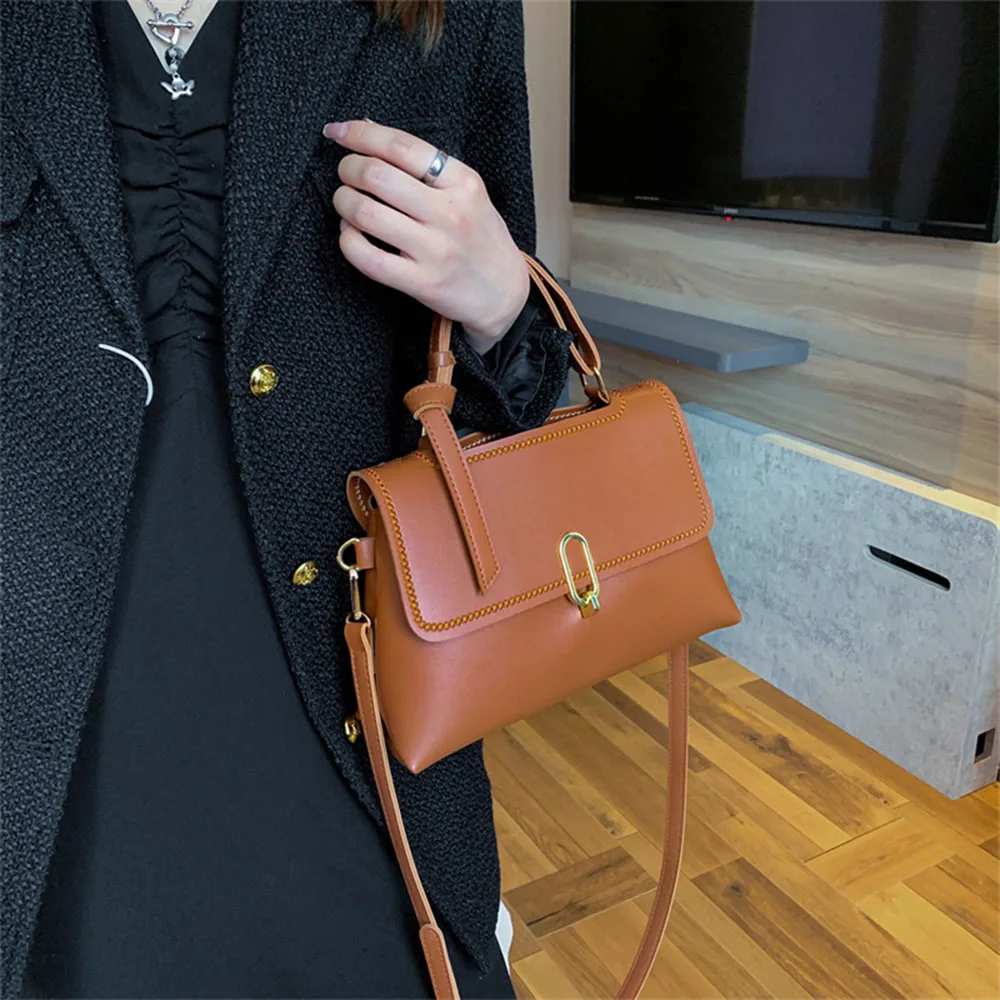 Bolsa de ombro de cor sólida para mulheres, Messenger Small Square Bag, Handmade Customized, Conjunto de material DIY para costura manual, moda