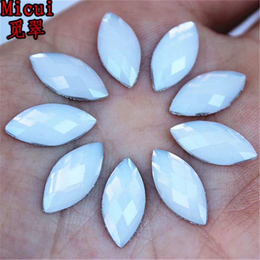 Micui 100pc 7*15/9*18mm New Horse Eye Resin Rhinestones Flat Back Crystal Applique Stones Non Sewing for DIY Crafts MC262