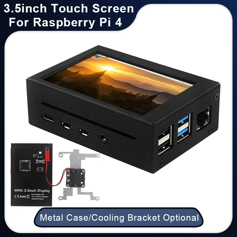 

Raspberry Pi 4 Model B 3.5 Inch Touch Screen 5 50 FPS Display Metal Case Aluminum Shell Cooling Holder for Raspberry Pi 4