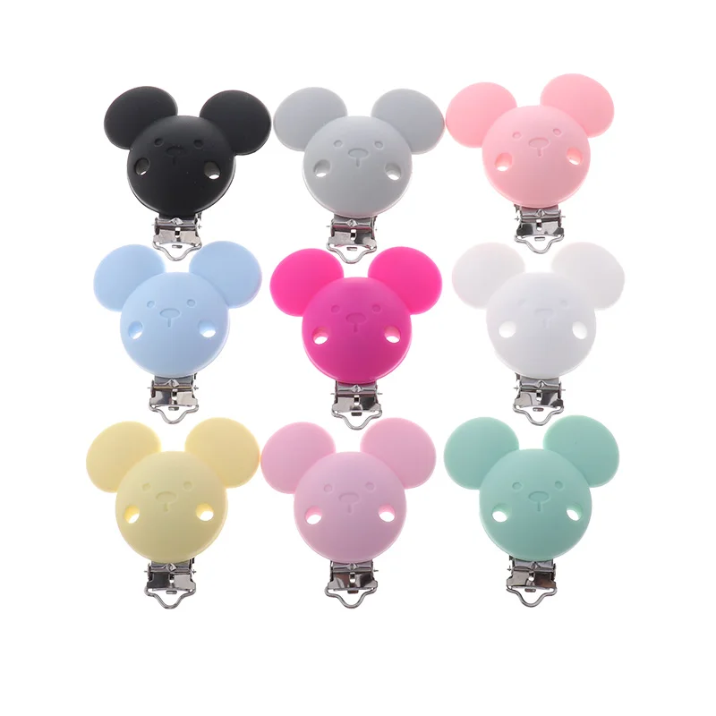 ATOB 10PCS Pacifier Clip Silicone Round Teether Clips  DIY Baby Pacifier Dummy Chain Holder Soothing Pacifier Accessories