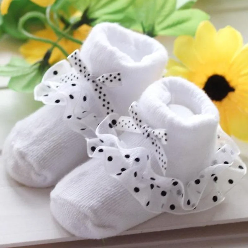 For 0-6 Months Baby Children\'s lace socks Baby socks Princess baby socks Lace side socks