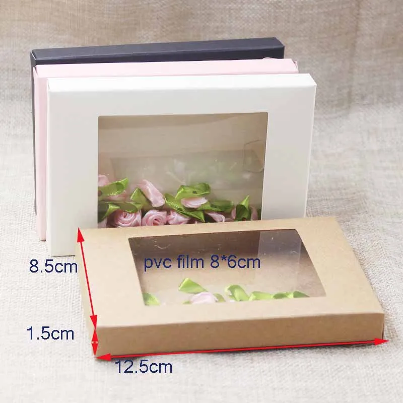 500Pcs Deluxe Multi Color Paper Gift Package& Display Box With Clear Pvc Window Candy Favors Arts&krafts Display Package Box