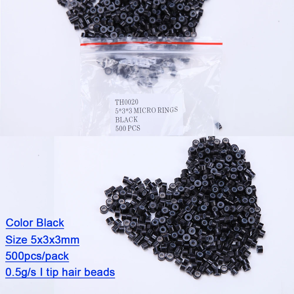 500Pcs/bag 5.0*3.0*3.0mm Micro Silicone Lined Rings/Links/Beads MICRO Ring Link Crimp Beads Hair Extensions Tools