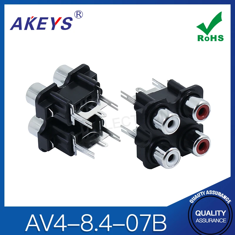 3pcs AV4-8.4-07B AV single core socket 6-pin RCA socket 4-hole PCB soldered audio and video lotus