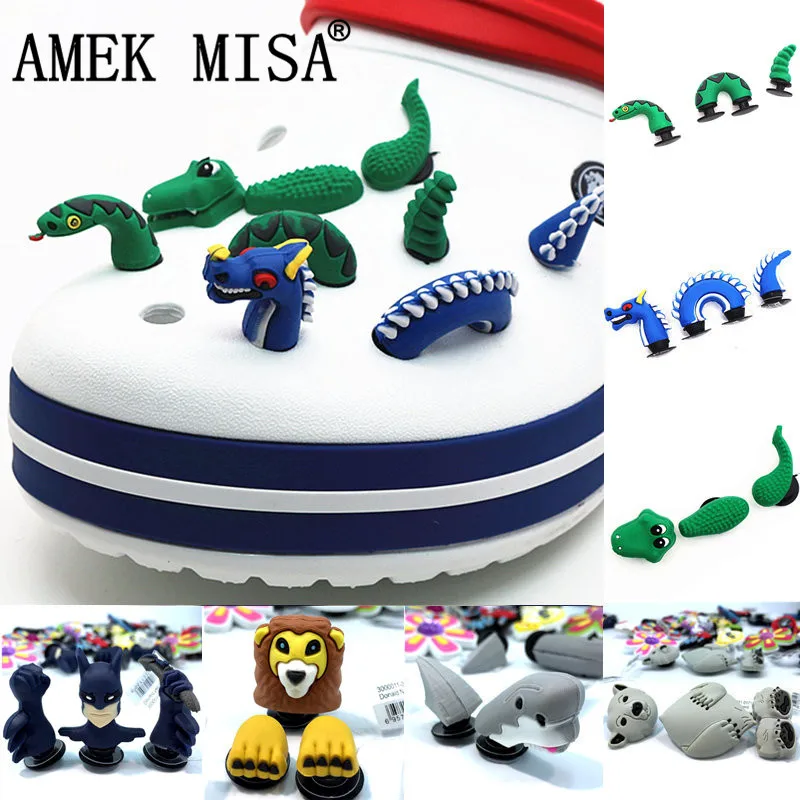 Novelty 3D Dragon Snake Garden Shoe Decoractions Cartoon Animals Style Shoe Charm Accessories Give Your Child the Best Gifts