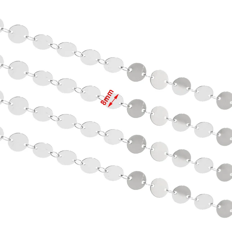 

3M Round Disc Soldered Handmade Chains Stainless Steel 8mm Link Chain Findings For DIY Jewelry Necklace Bracelet