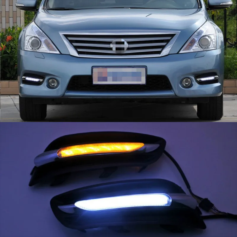 1 Pair 12V Car Front LED Drl Daytime Running light For Nissan Teana J32 2011 2012 Fog Driving Lamp Turn Signal Styling