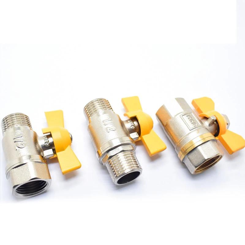 

1pcs Dn15 (1/2) Double-Way Pipe Copper Electroplating Ball Valve Yellow Handle Pneumatic Valve Safety Valve Inner Outer Wire