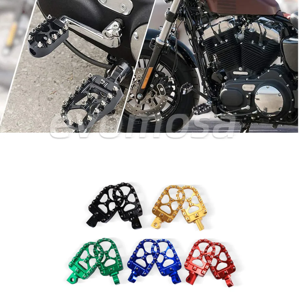 CNC Wide Foot Pegs 360° Rotating MX Chopper Bobber Style for Harley Dyna Sportster Iron 883 Black/Gold/Red/Blue/Green