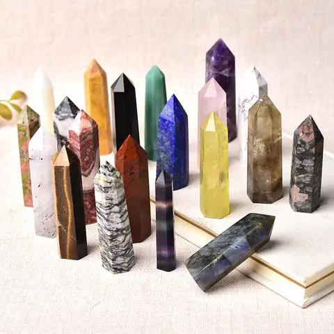 Natural Stone Crystal Wand 36 Colors RYCRYSTAL
