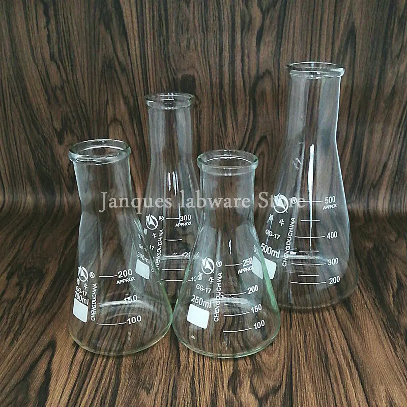 50ml to 1000ml Erlenmeyer Borosilicate Glass Flask Wide Neck Flask Conical Triangular Flask Laboratory Chemical Equipment,