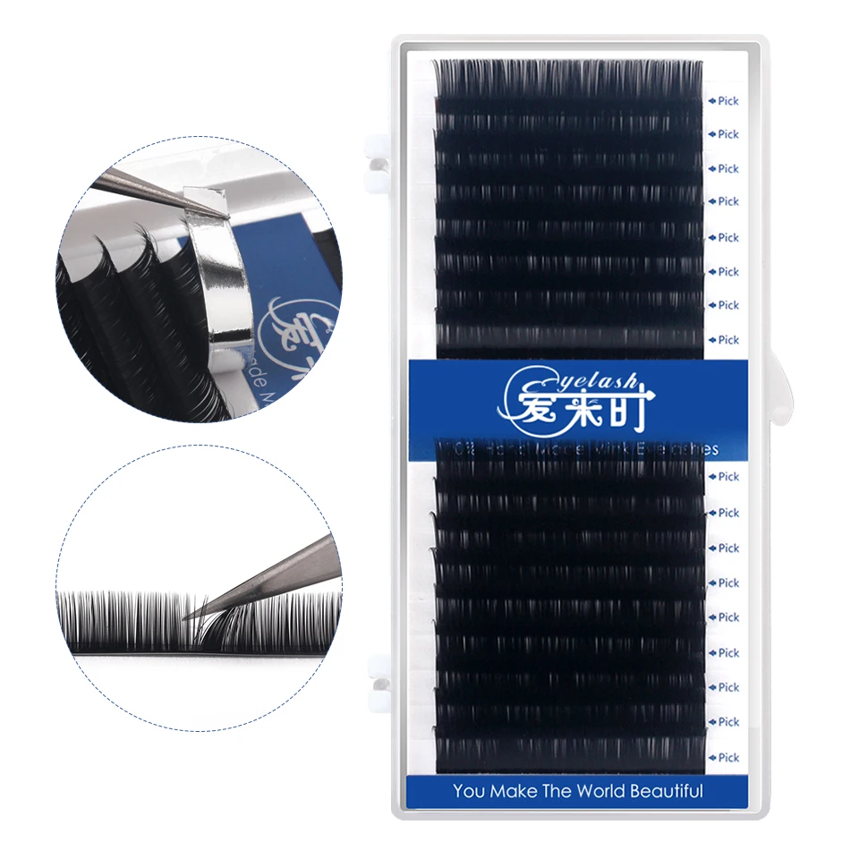 NEWCOME 16 Rows Natural Soft Eyelashes Faux Mink All Size Eyelash Extension 7-16mm Mix Cilios False Lashes Makeup Tool