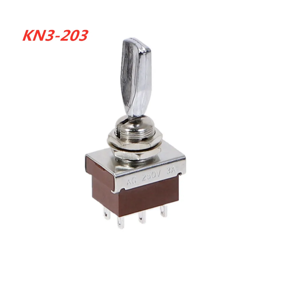 

KN3-203 Rocker Latching Toggle Switch 3 Positions ON-OFF-ON 3A/250V Handle Switch 6pins