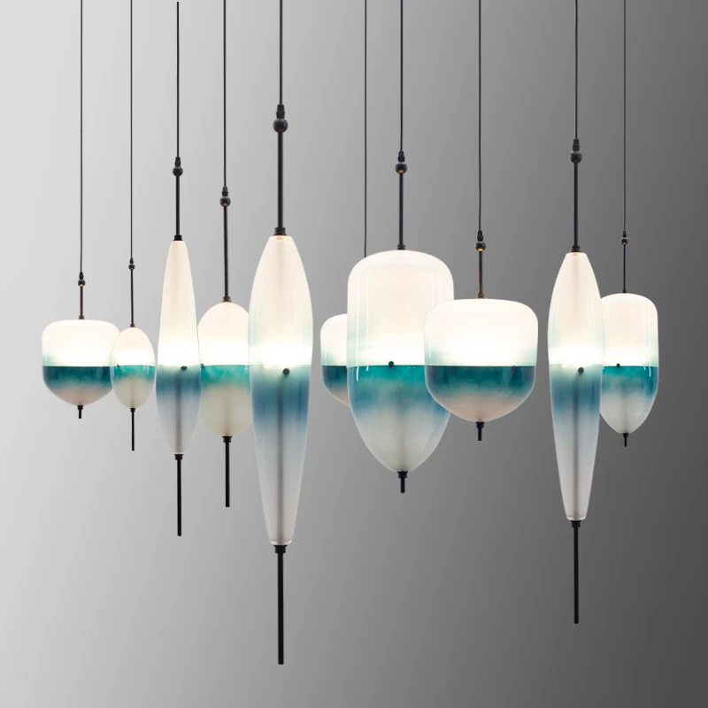 

Venice flow Designer Gradual blue hanging lights art deco pendant light kitchen living room cafe minimalistic glass light