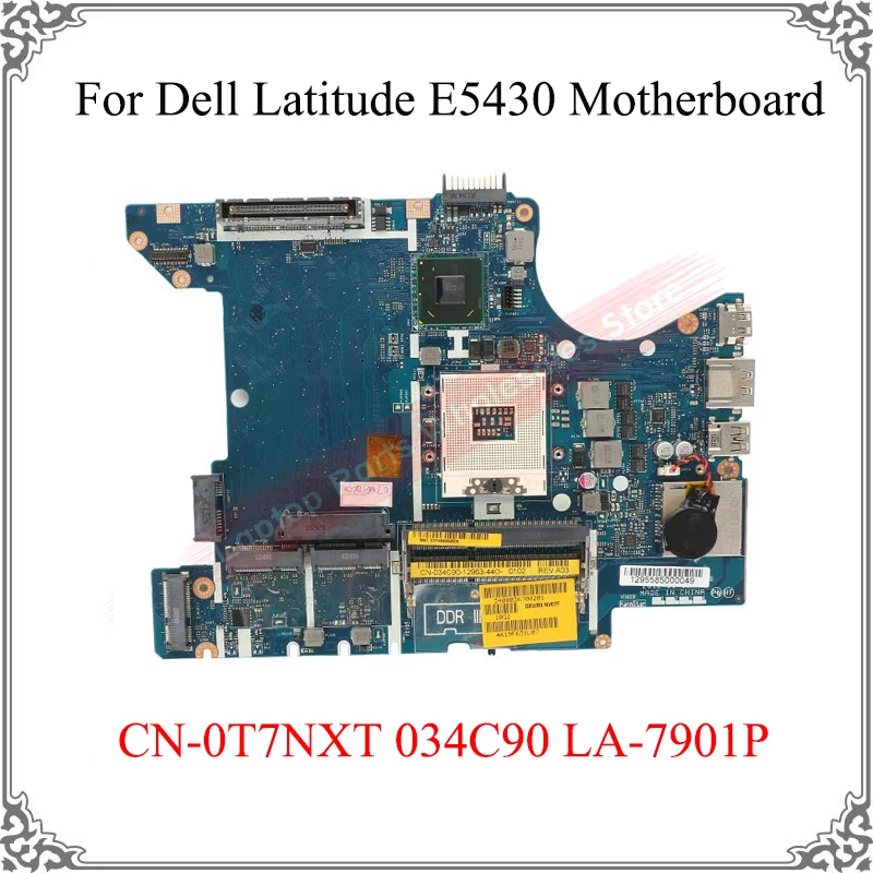 

Original Laptop Main Board For Dell Latitude E5430 Motherboard CN-0T7NXT 034C90 T7NXT LA-7901P Logic Board Replacement Notebook