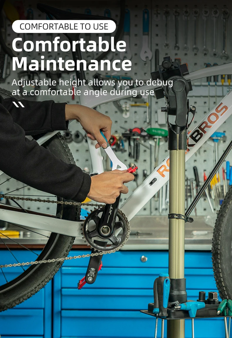 ROCKBROS Fahrrad Reparatur Ständer MTB Road Fahrrad Wartung Rack Mit Werkzeug Fach Einstellbare Faltbare Lagerung Display Bike Arbeit Stehen – Detail 4