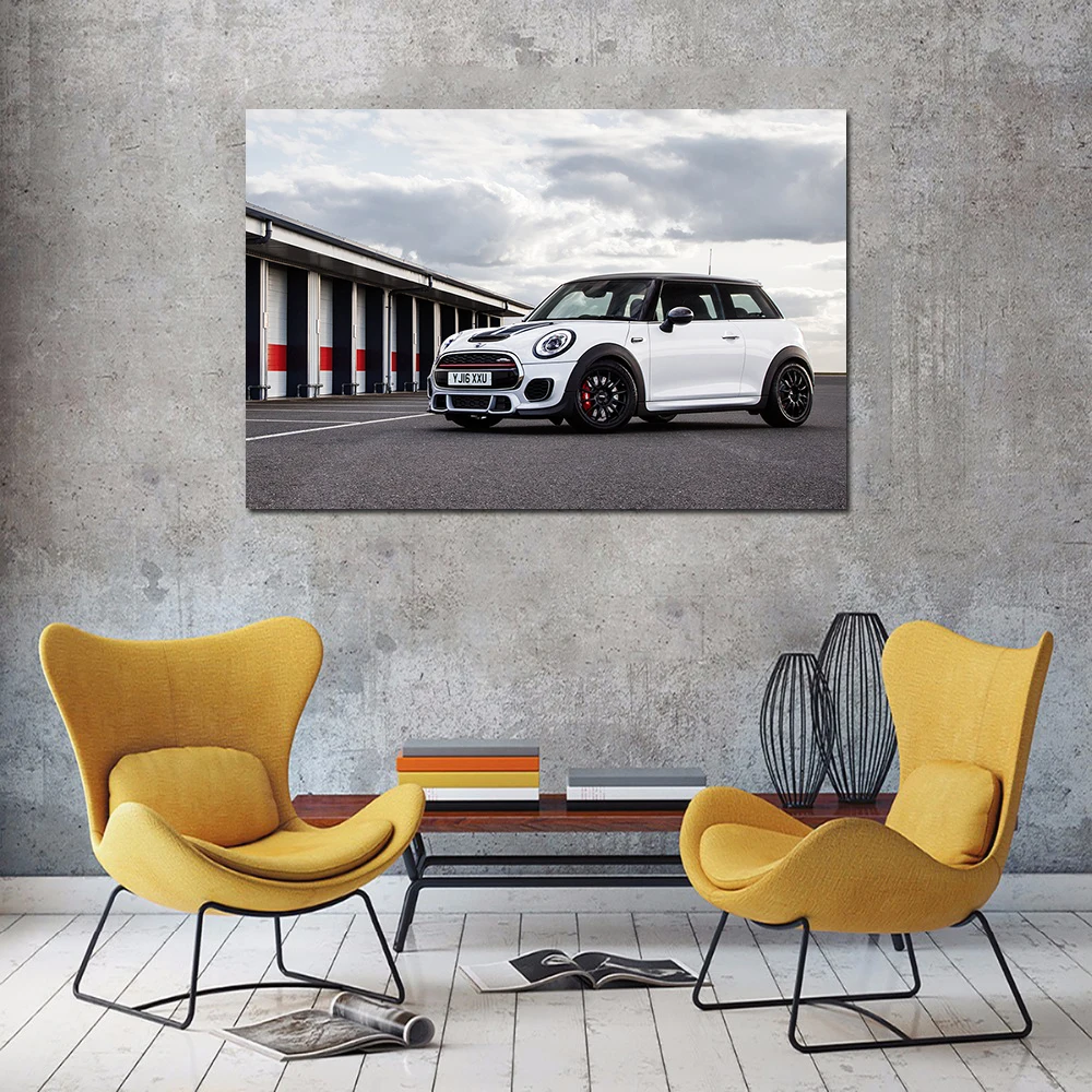 Mini John Cooper Works Challenge Car Poster Wall Picture for Living Room Wall Art Canvas Cloth Fabric Print Painting