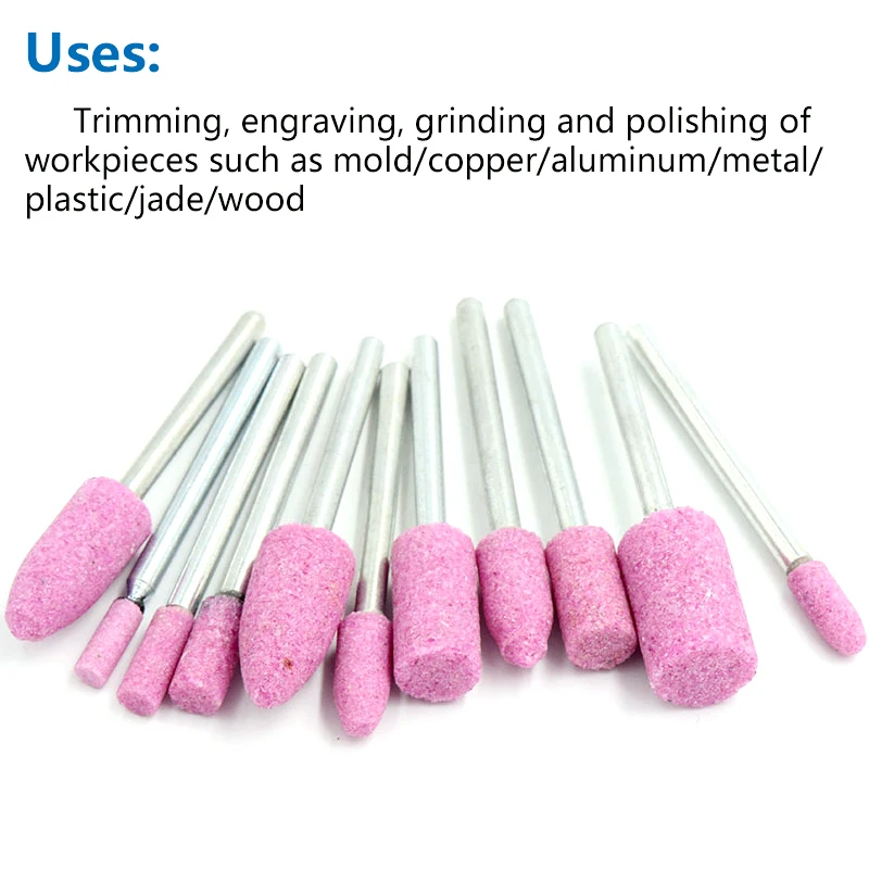 10Pcs Polishing Head Wheel Abrasive Mounted Stone Points Electric Grinder for Dremel Rotary Tool