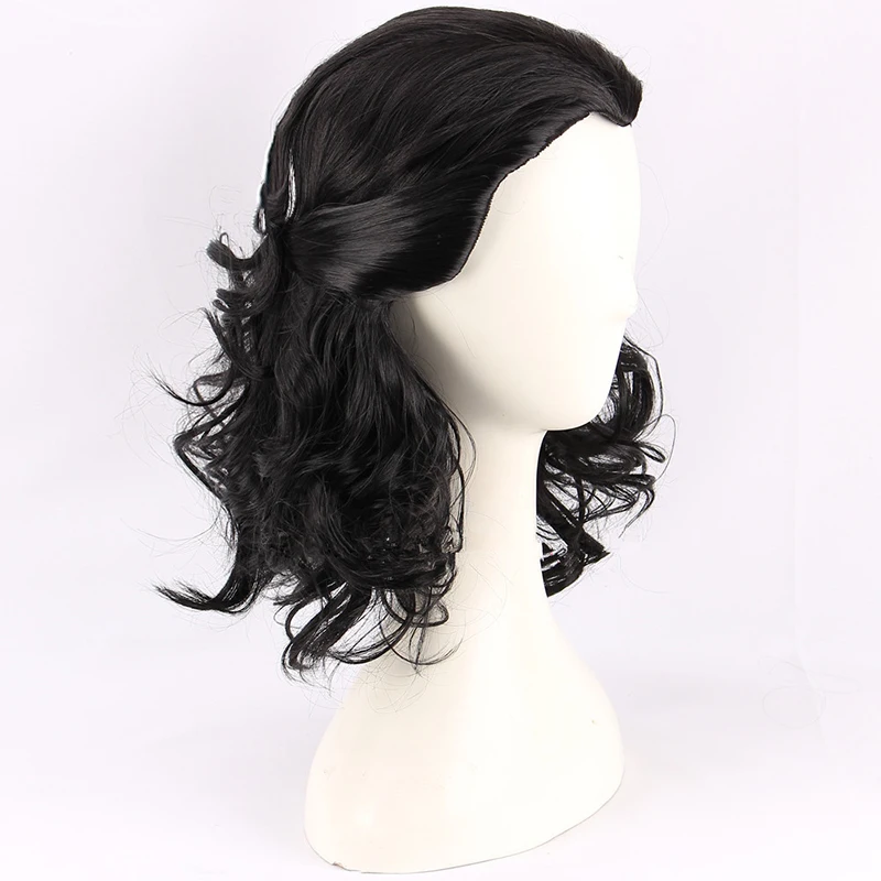 Advengers Loki Cosplay Wigs Loki Black Curly Heat Resistant Synthetic Hair Comic Loptr Role Olay Party Wigs + Wig Cap