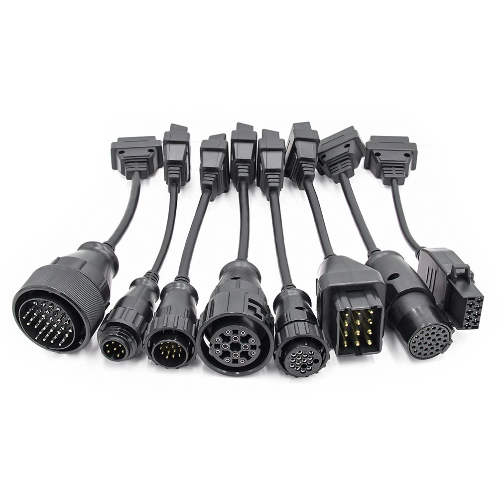 Full Set 8 Cables For Truck Car OBD OBD2 Diagnostic Connector 8pcs Car Cables Kit Full Pins Activated Truck Cables Adapters