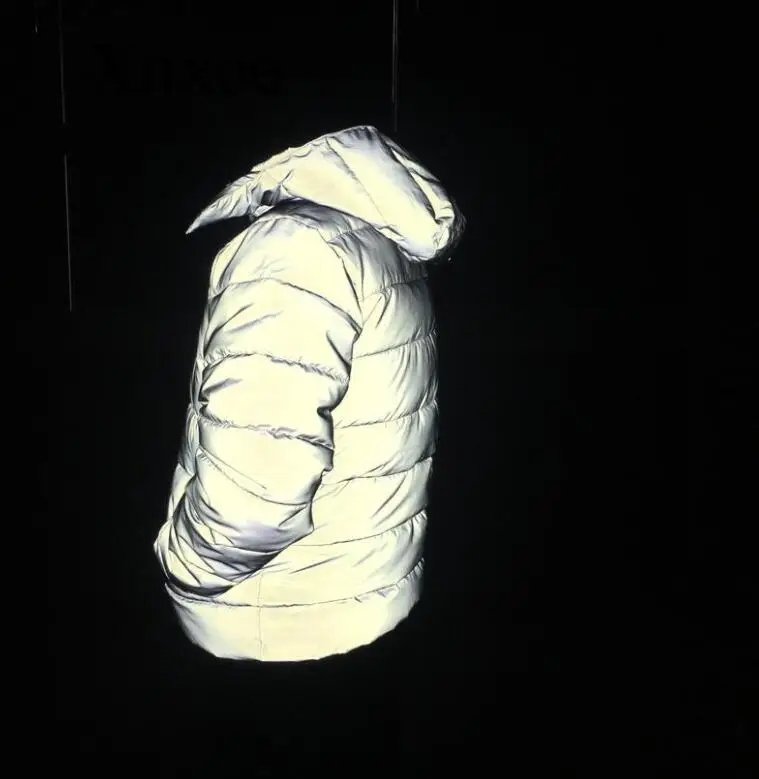 Reflective Light Winter Jacket Coat Women Men Thick Warm Cotton Linning Night Jogger Hooded Parka  Hip Hop Streetwear