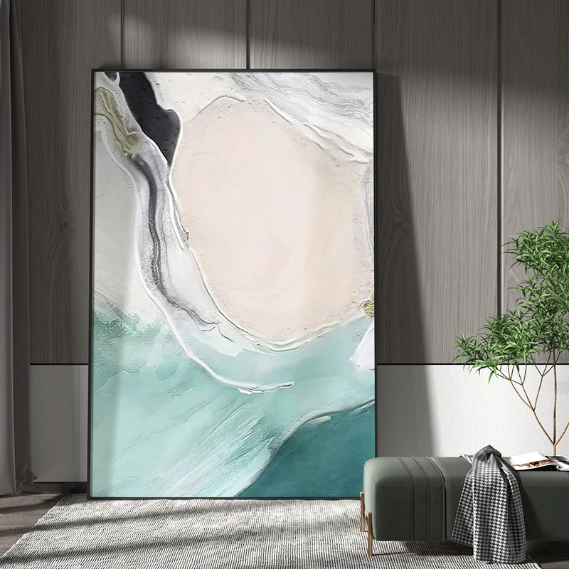 

Hand Painted Abstract Painting Wall Art Canvas Painting Modern Art Minimalist Painting Home Decor Blue Green Textured Painting A