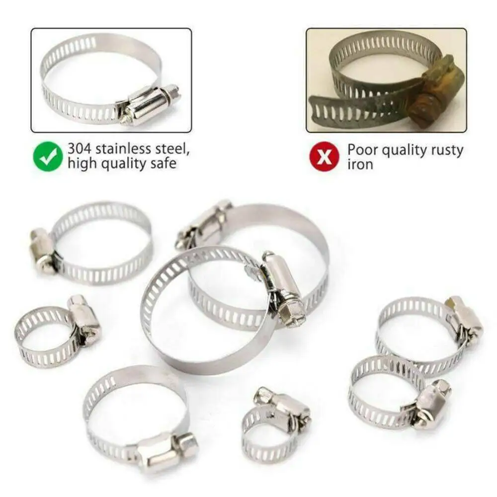 91pcs Stainless Steel Hose Clamps Hose Clip Assorted Kit With No Driver Jubilee Clip Set with Z Wrench