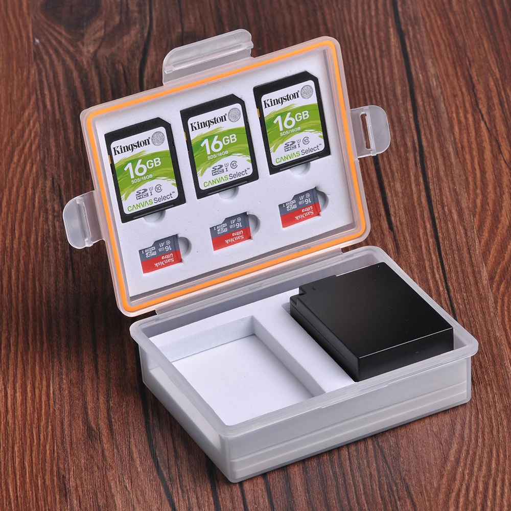 Pojemnik na baterie do aparatu pojemnik na karty pamięci SD TF do Nikon EN-EL14 EL9 EL23 Canon LP-E17 E12 Panasonic DMW-BLC12 baterie