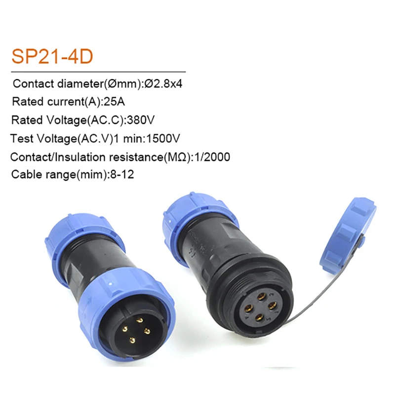 SP21Waterproof IP68 Connector 2/3/4/5/6/7/8/9/10/12 pin Docking In-line Cable Socket SP2110 Male Plug Aviation Connectors