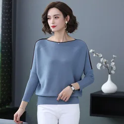 Long Sleeve Women Pullovers Sweater O-Neck Casual Bat wing Pull Jumper Female Knitting  Casual Pullovers Tops Femme Korea Top