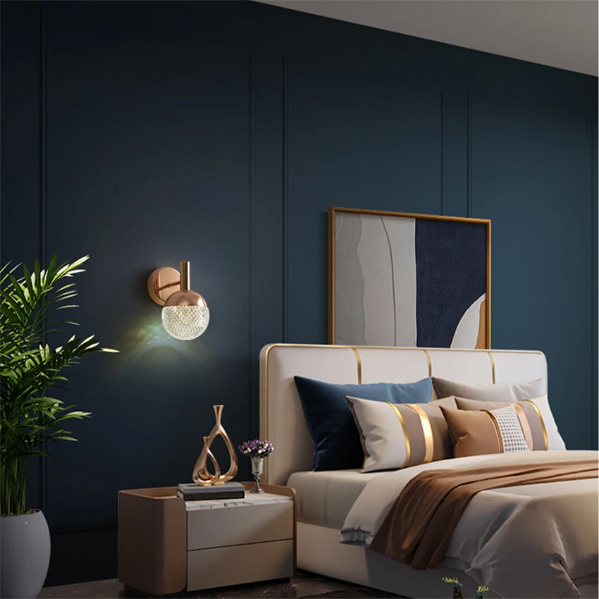

Luxurious mirrored ball wall lamps bedroom Modern living room lights Nordic designer bathroom decor lighting LED sconces lights