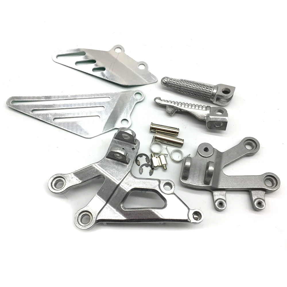 Motorcycle Silver Front Rider Foot Pegs Footrest Bracket Fit For Kawasaki Ninja ZX12R 2002-2005