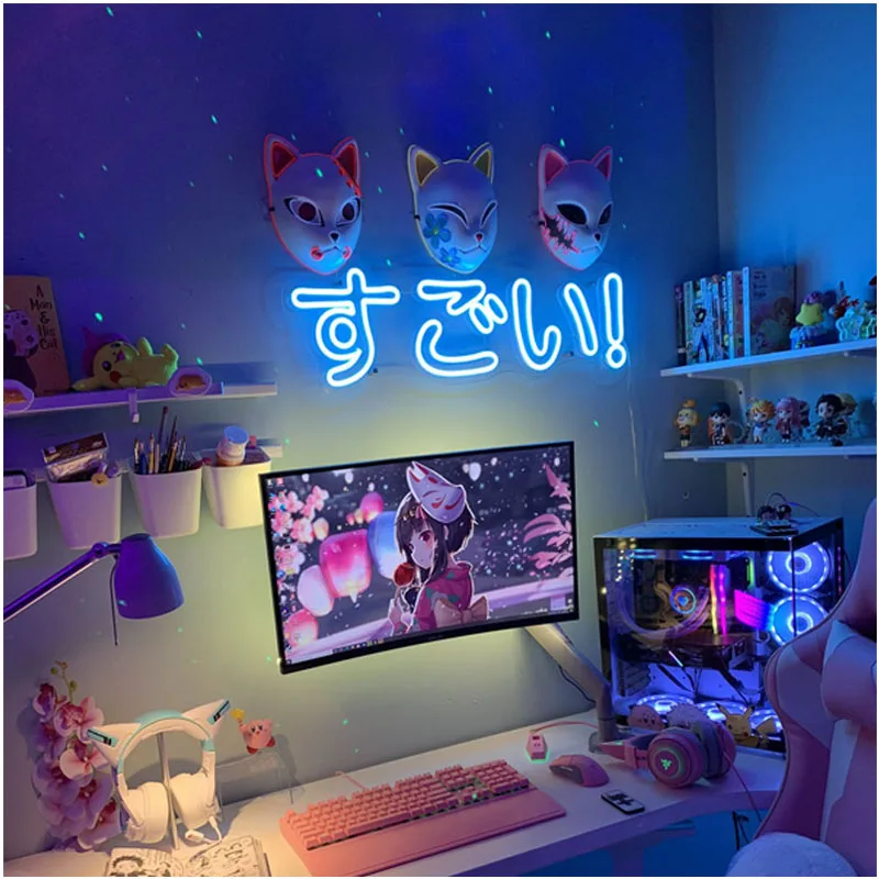

Custom すごい！Neon Custom Sign Wall Decor for Room Wall Hang Decoration Girls Room Korean Neon Indoor Acrylic Aesthetic Room Decor