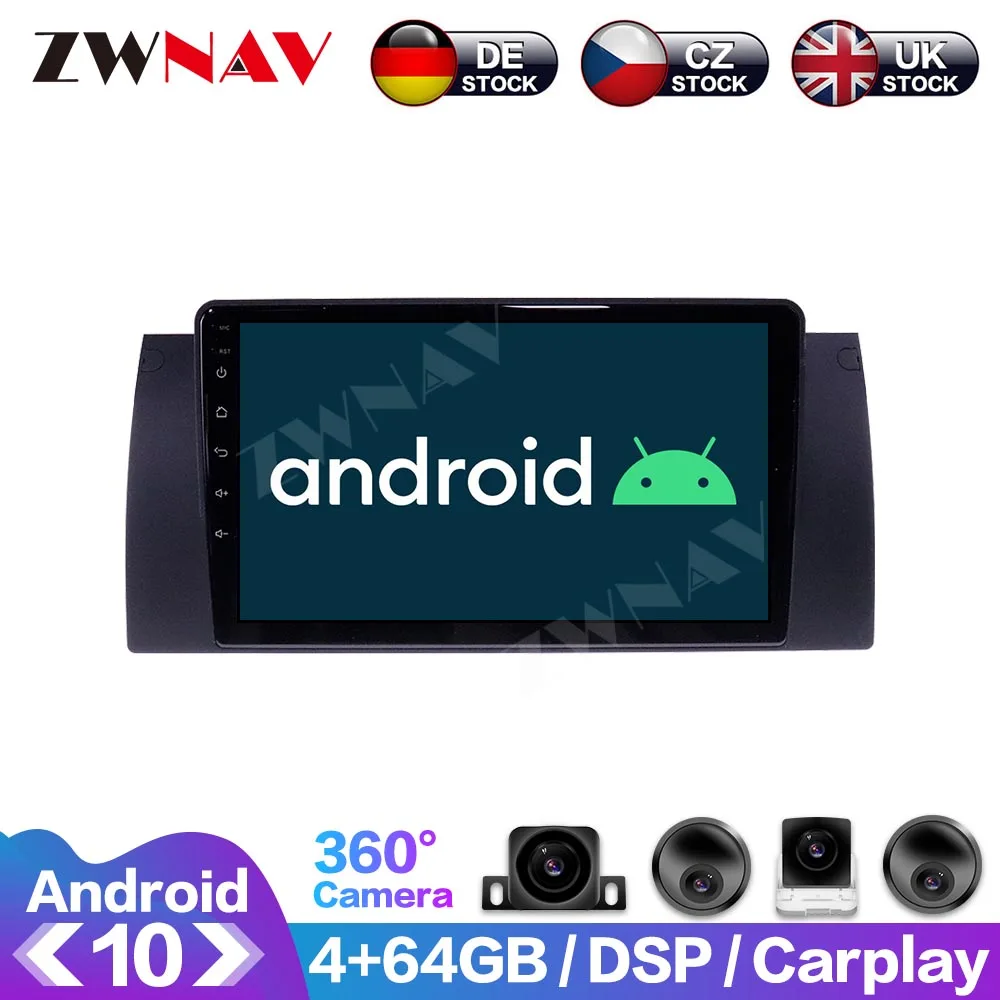 Android 10.0 GPS Navigator for BMW X5 E39/E53 1999-2005 Auto Stereo Touchscreen Multimedia Mirror Link in-dash Carplay DSP PX6