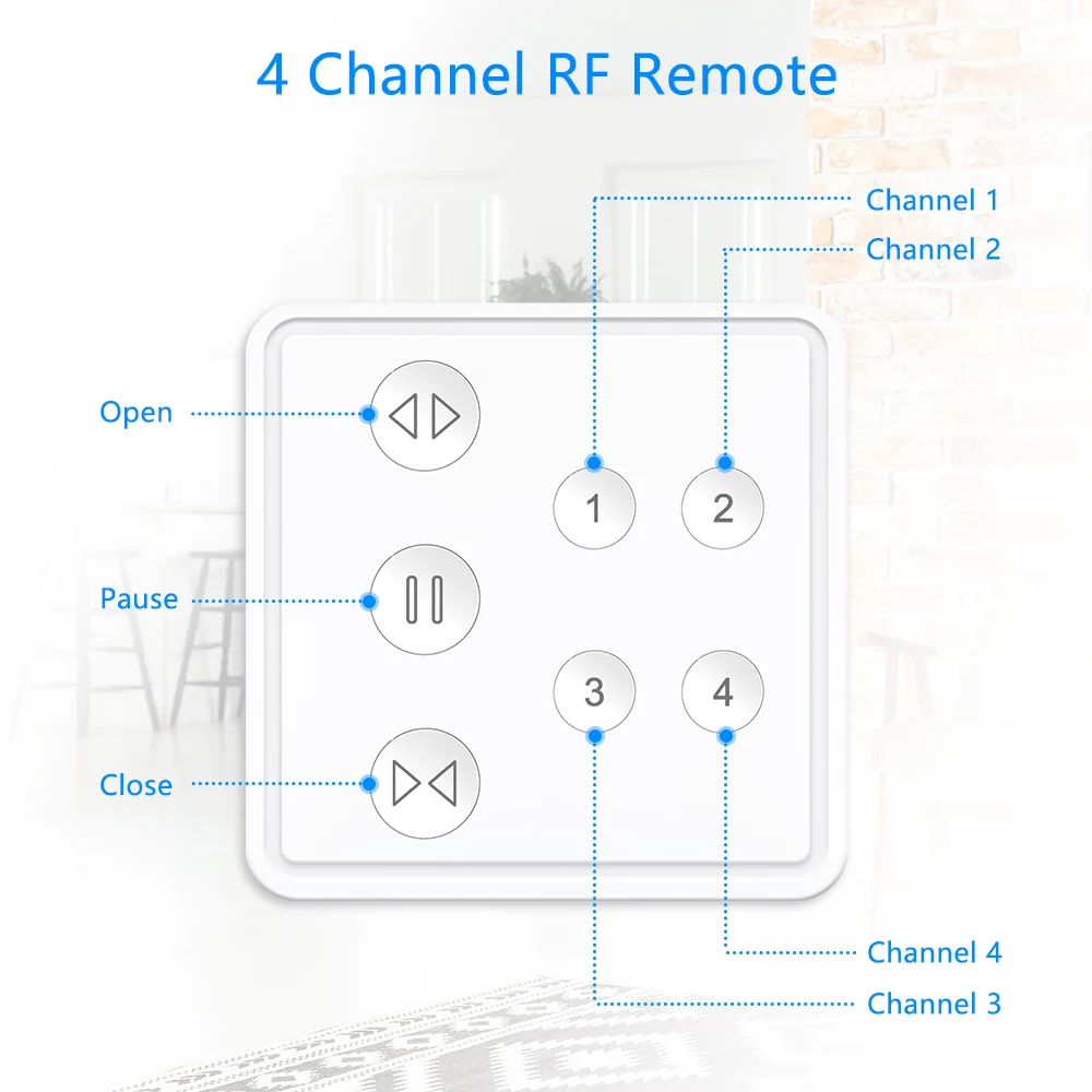 Tuya Smart Life RF WIFI Curtain Switch for Roller Shutter Window Blinds with Remote 4 Channel App Timer Google Home Alexa Echo