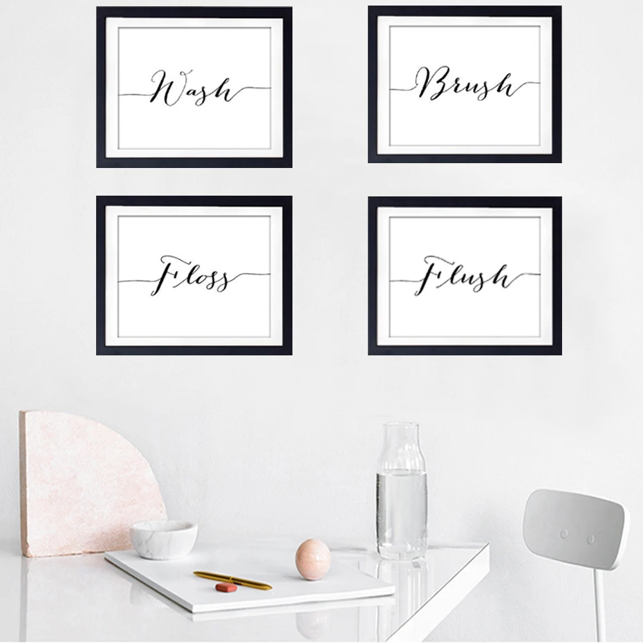 BEAUTIFY Nordic Letters Canvas Painting Words Brush Floss Flush Wash Poster Wall Art Pictures for Living Room Home Decoration